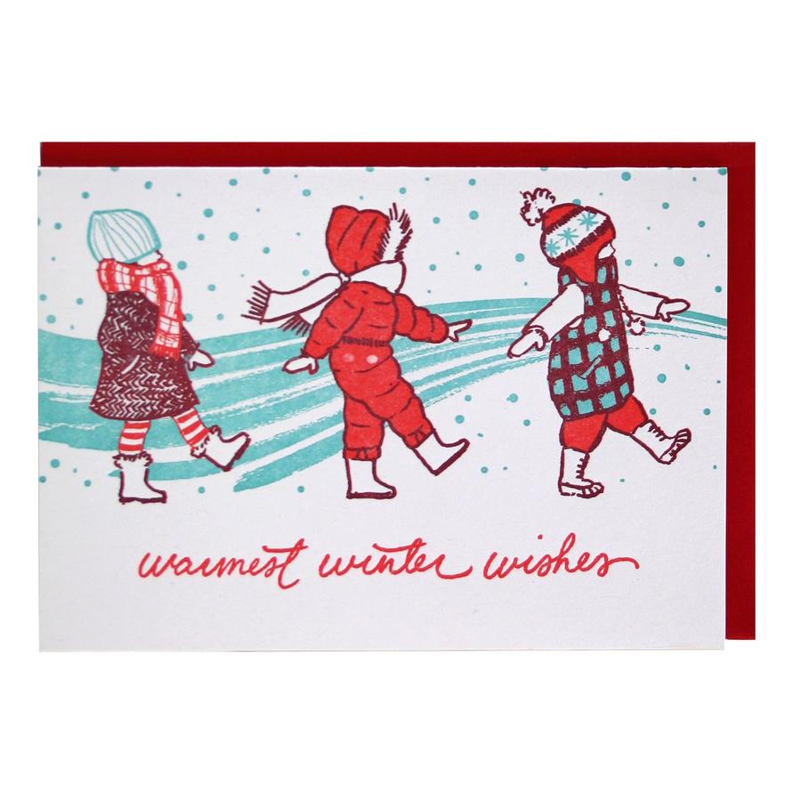 Kids In Snow - Holiday encouragement card